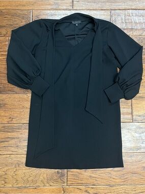 Eloquii Black Tie-Neck Shift Dress